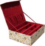 3 Roll Bangle Box Velvet Coated Vanity Box Makeup Box Red - Image 2
