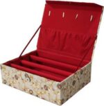 3 Roll Bangle Box Velvet Coated Vanity Box Makeup Box Red - Image 4