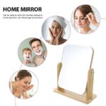 Rectangular Shape Wooden Desktop Makeup Mirror Vanity Mirror on Stand 360" Rotation