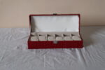 Leather Watch Storage Box With Finish And Glass Window Metal Lock 6 Slot- Piece Watch Box (Red) - Image 2