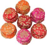 Jewellery Bangle Box Embroidery Matki Fancy  (Orange, Pink, Red) (COMBO 7 PCS)