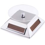 Solar Powered Rotating Jewellery Ring Bracelet Mobile Phone Watch Display Stand (Silver) - Image 3
