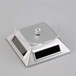 Solar Powered Rotating Jewellery Ring Bracelet Mobile Phone Watch Display Stand (Silver) - Image 2