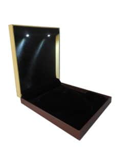 Heavy Sued Velvet Jewellery Necklace Earring Pendant Half Set Box 7"x 8" INCH (Brown) - Image 2