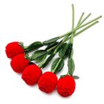Red Velvet Flocked Jewelry Display Ring Rose Box Combo (Pack of 10) - Image 4