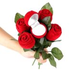 Red Velvet Flocked Jewelry Display Ring Rose Box Combo (Pack of 10) - Image 6
