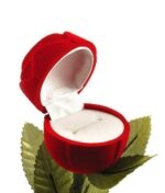 Red Velvet Flocked Jewelry Display Ring Rose Box Combo (Pack of 10) - Image 3