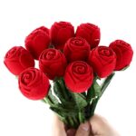 Red Velvet Flocked Jewelry Display Ring Rose Box Combo (Pack of 10)