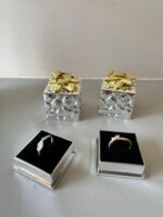 Fancy Square Ring Box Jewelry Box Color 4 Pcs Gift Vanity Box (Silver-Golden)