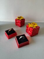 Fancy Square Ring Box Jewelry Box Color 4 Pcs Gift Vanity Box (Golden-Red)