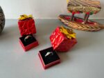 Fancy Square Ring Box Jewelry Box Color 4 Pcs Gift Vanity Box (Golden-Red) - Image 2