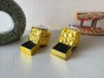 Fancy Square Ring Box Jewelry Box Color 4 Pcs Gift Vanity Box (Golden-Silver) - Image 4