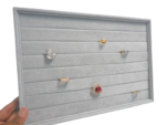Velvet Jewelry Drawer Organizer Tray Stackable Jewelry Tray For Drawer And Storage Display Rings (Grey) - Image 2