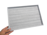 Velvet Jewelry Drawer Organizer Tray Stackable Jewelry Tray For Drawer And Storage Display Rings (Grey) - Image 3