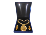 Heavy Sued Velvet Jewellery Necklace Earring Pendant Half Set Box 7"x 8" INCH (Blue)