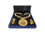 Heavy Sued Velvet Jewellery Necklace Earring Pendant Half Set Box 7"x 8" INCH (Blue) - Image 3