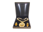 Heavy Sued Velvet Jewellery Necklace Earring Pendant Half Set Box 7"x 8" INCH (Brown)