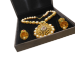Heavy Sued Velvet Jewellery Necklace Earring Pendant Half Set Box 7"x 8" INCH (Brown) - Image 2