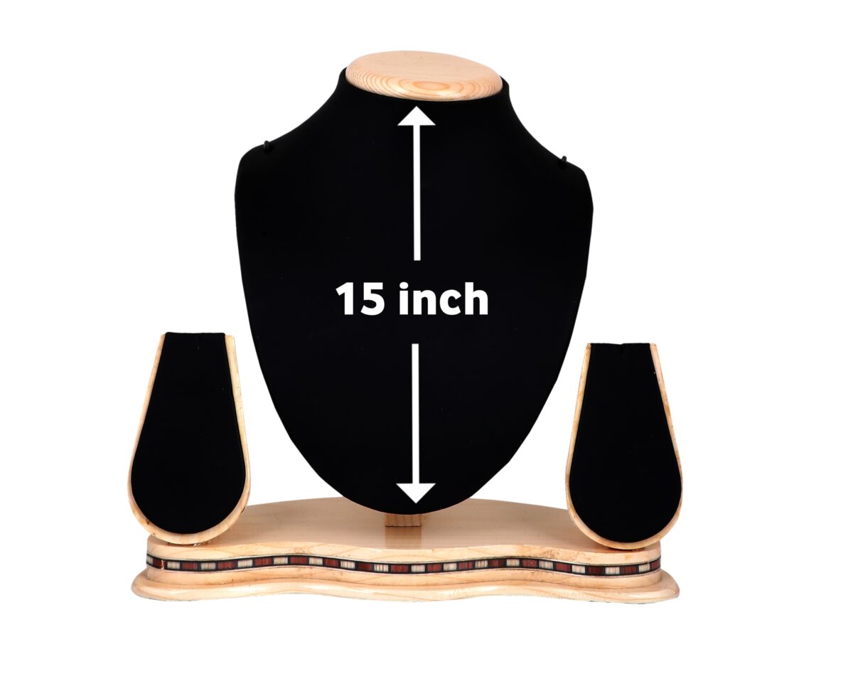Jewellery Necklace Display Stand Wooden Polish 15 Inch BLACK - Image 1