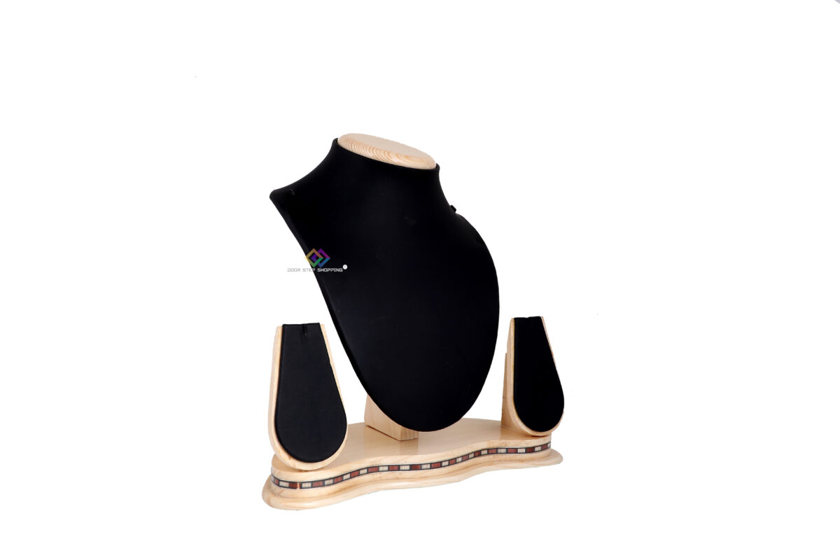 Jewellery Necklace Display Stand Wooden Polish 15 Inch BLACK - Image 4