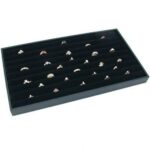 Ring Velvet Jewelry Organizer Tray Stackable Drawer And Storage Display Rings (Black)