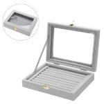 Velvet Jewellery Drawer Organizer Tray Storage Display For Rings (Ring Box) (Grey) - Image 2