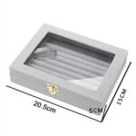 Velvet Jewellery Drawer Organizer Tray Storage Display For Rings (Ring Box) (Grey) - Image 3
