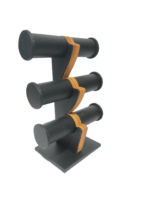 3 Roll Black Wooden Bangle Display Stand (Black) - Image 2