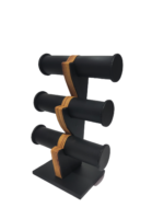 3 Roll Black Wooden Bangle Display Stand (Black) - Image 3