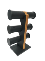 3 Roll Black Wooden Bangle Display Stand (Black) - Image 5