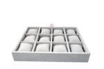 12 Watch Sued Velvet Tray Jewellery Watch Drawer Stackable ( 2 in 1 Tray) Grey - Image 2