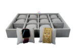 12 Watch Sued Velvet Tray Jewellery Watch Drawer Stackable ( 2 in 1 Tray) Grey - Image 3