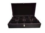 8 Roller Heavy Leather Jewellery Bangle Roller Peti (Black)