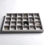 24 Grid Velvet Jewellery Drawer Organizer Tray Stackable Jewellery Tray for Drawer and Storage - Image 7