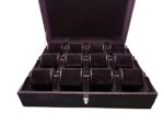 12 Roller Heavy Leather Jewellery Bangle Roller Peti (Black)