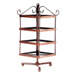 Jewellery Earring Rotating Display Metal Copper Display Stand for Shop (4 Tier) (Height =12 Inch)