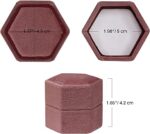 Hexagon Velvet Ring Box Gift for Proposal Engagement Anniversary Birthday Ceremony (Brown) - Image 4