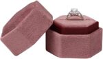 Hexagon Velvet Ring Box Gift for Proposal Engagement Anniversary Birthday Ceremony (Brown) - Image 2