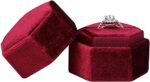 Hexagon Velvet Ring Box Gift for Proposal Engagement Anniversary Birthday Ceremony (Maroon-Pink) - Image 3