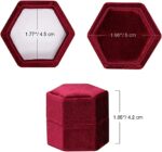 Hexagon Velvet Ring Box Gift for Proposal Engagement Anniversary Birthday Ceremony (Maroon-Pink) - Image 4
