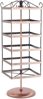 Jewellery Earring Rotating Display Metal Copper Display Stand for Shop (6 Tier) (Height =18 Inch) - Image 2