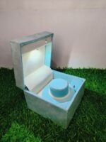 Led Rotating Velvet Jewellery Bangle Box 4"x 4" INCH (Light Blue) - Image 3