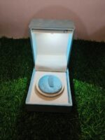 Led Rotating Velvet Jewellery Ring Box 4"x 3" INCH (Light Blue)