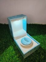 Led Rotating Velvet Jewellery Ring Box 4"x 3" INCH (Light Blue) - Image 2