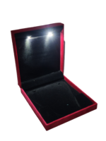 Heavy Sued Velvet Jewellery Necklace Earring Pendant Half Set Box 7"x 8" INCH (Red) - Image 2