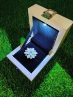 Led Rotating Velvet Jewellery Ring Box 4"x 4" INCH (Grey) - Image 3