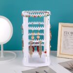 Earrings Rotating Stand Jewellery Display Organiser With 240 Holes Hanging Studs Earrings, Necklaces, Bracelets, Chains (White) - Image 3