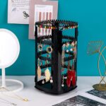 Earrings Rotating Stand Jewellery Display Organiser With 240 Holes Hanging Studs Earrings, Necklaces, Bracelets, Chains (Black) - Image 8