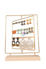Earrings Organizer 4-Layer 80 Holes Earring Stud Holder Earring Display Stand Wooden Base Chrome Metal Finished - Image 2