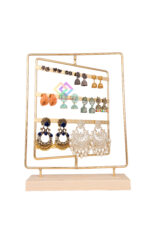 Earrings Organizer 4-Layer 80 Holes Earring Stud Holder Earring Display Stand Wooden Base Chrome Metal Finished - Image 3